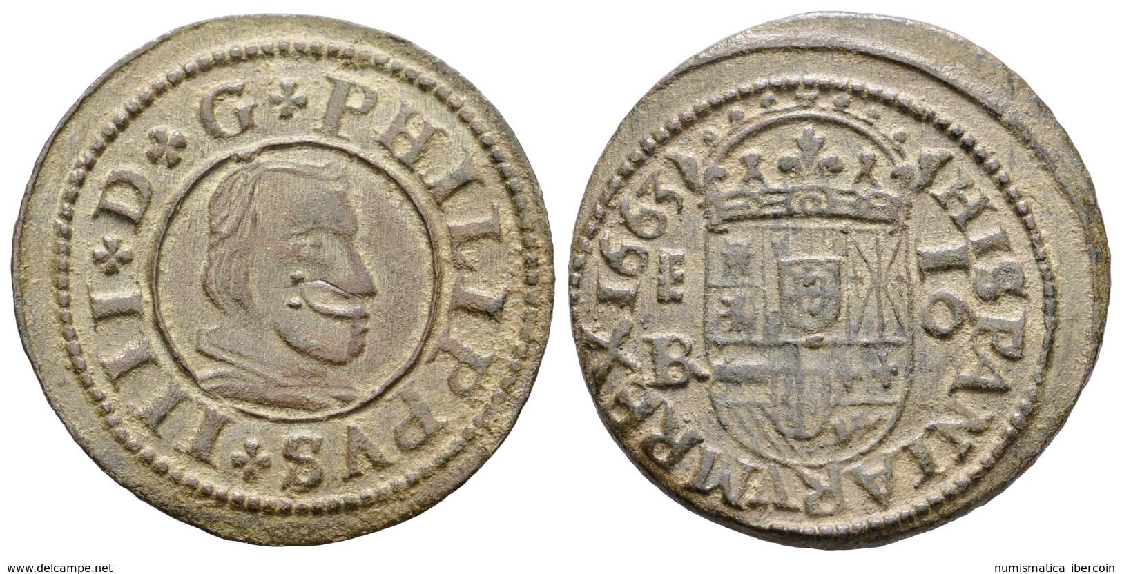 509 FELIPE IV. 16 Maravedís. 1663. Segovia BR. Cal-1512; J.S. M 527. Ae. 3,78g. EBC. - Andere & Zonder Classificatie