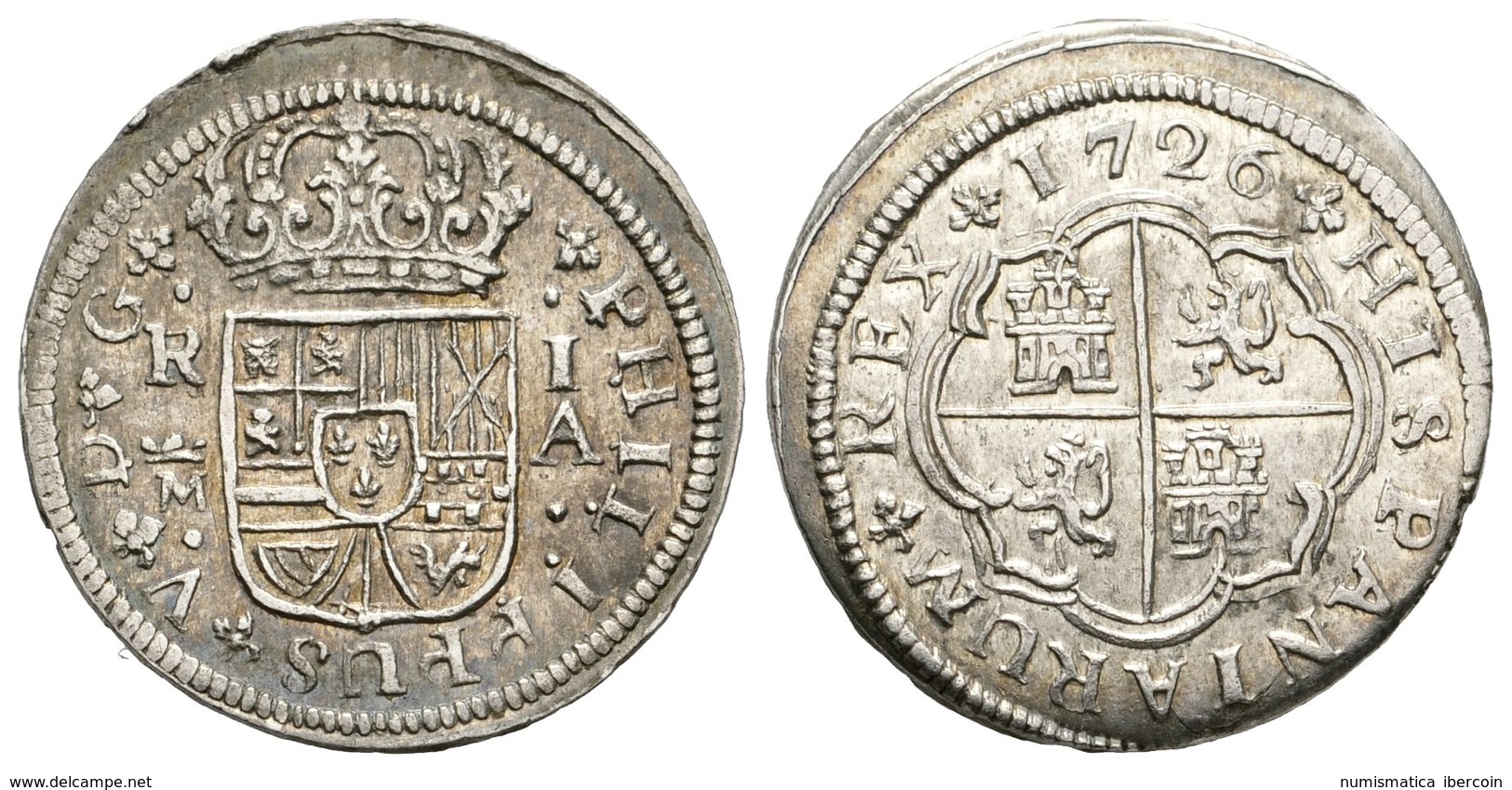 522 FELIPE V. 1 Real. 1726. Madrid A. Toda La Leyenda Del Anverso Con Punto En La Base De Cada Letra. Cal-1532. Ar. 2,55 - Andere & Zonder Classificatie