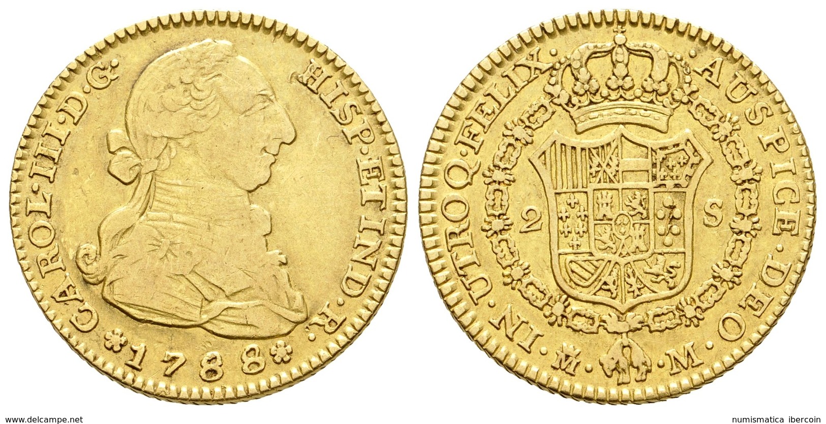 558 CARLOS III. 2 Escudos. 1788. Madrid M. Cal-459. Au. 6,72gr. MBC-. - Andere & Zonder Classificatie