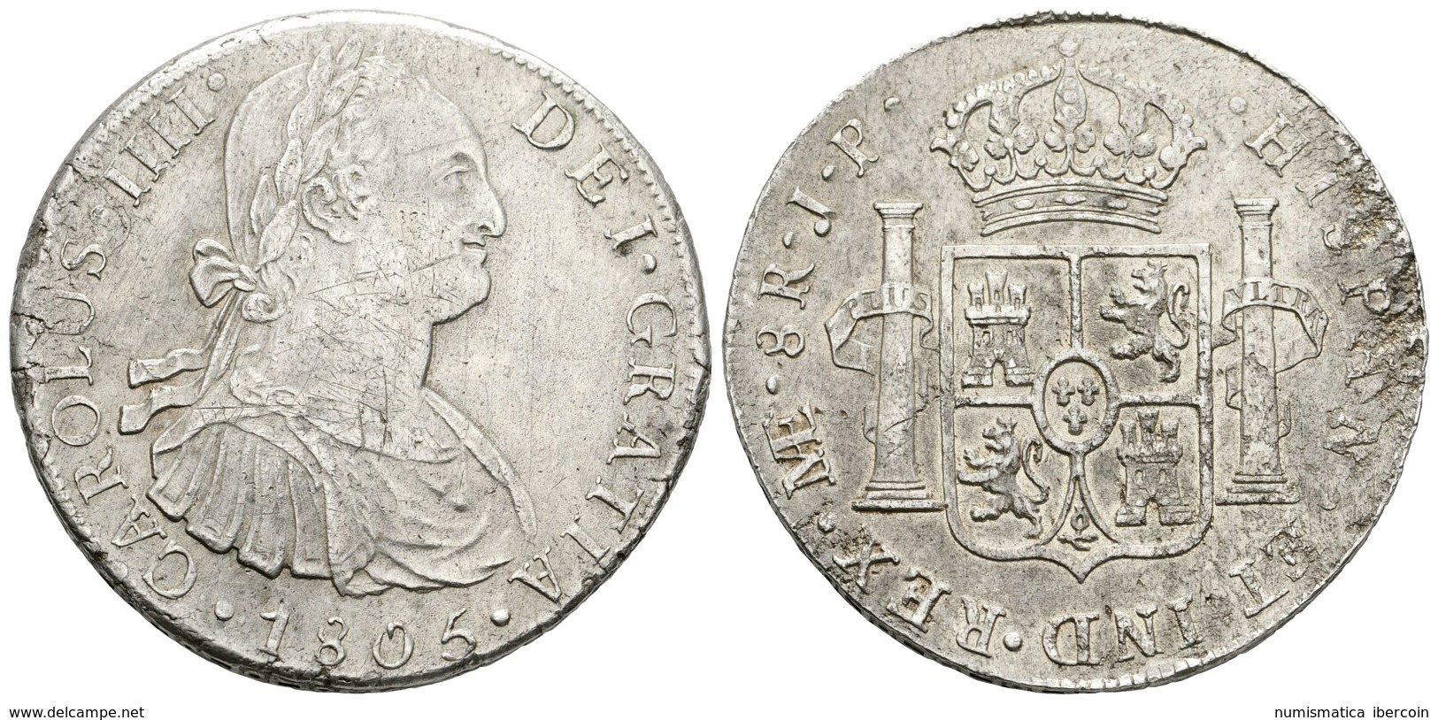 569 CARLOS IV. 8 Reales. 1805. Lima JP. Cal-662. Ar. 26,31g. Rayitas En Anverso. MBC+. - Andere & Zonder Classificatie