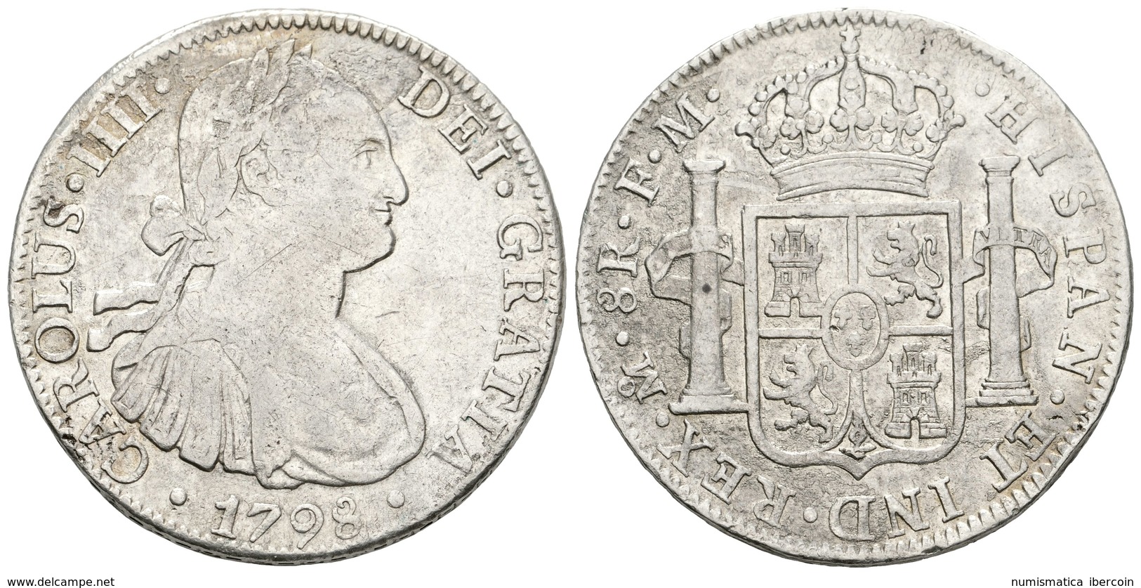 571 CARLOS IV. 8 Reales. 1798. México FM. Cal-692. Oxidaciones Limpiadas. Ar. 26,53g. MBC. - Sonstige & Ohne Zuordnung