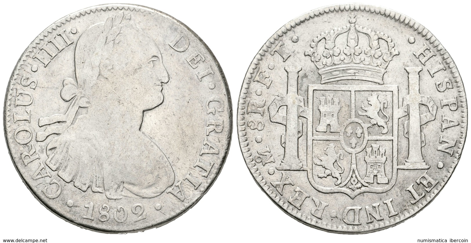 573 CARLOS IV. 8 Reales. 1802. México FT. Cal-698. Ar. 26,49g. MBC-. - Sonstige & Ohne Zuordnung