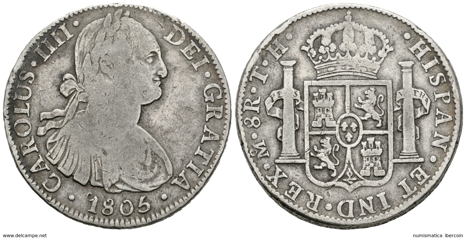 575 CARLOS IV. 8 Reales. 1805. México TH. Cal-703. Ar. 26,73g. MBC-/MBC. - Sonstige & Ohne Zuordnung