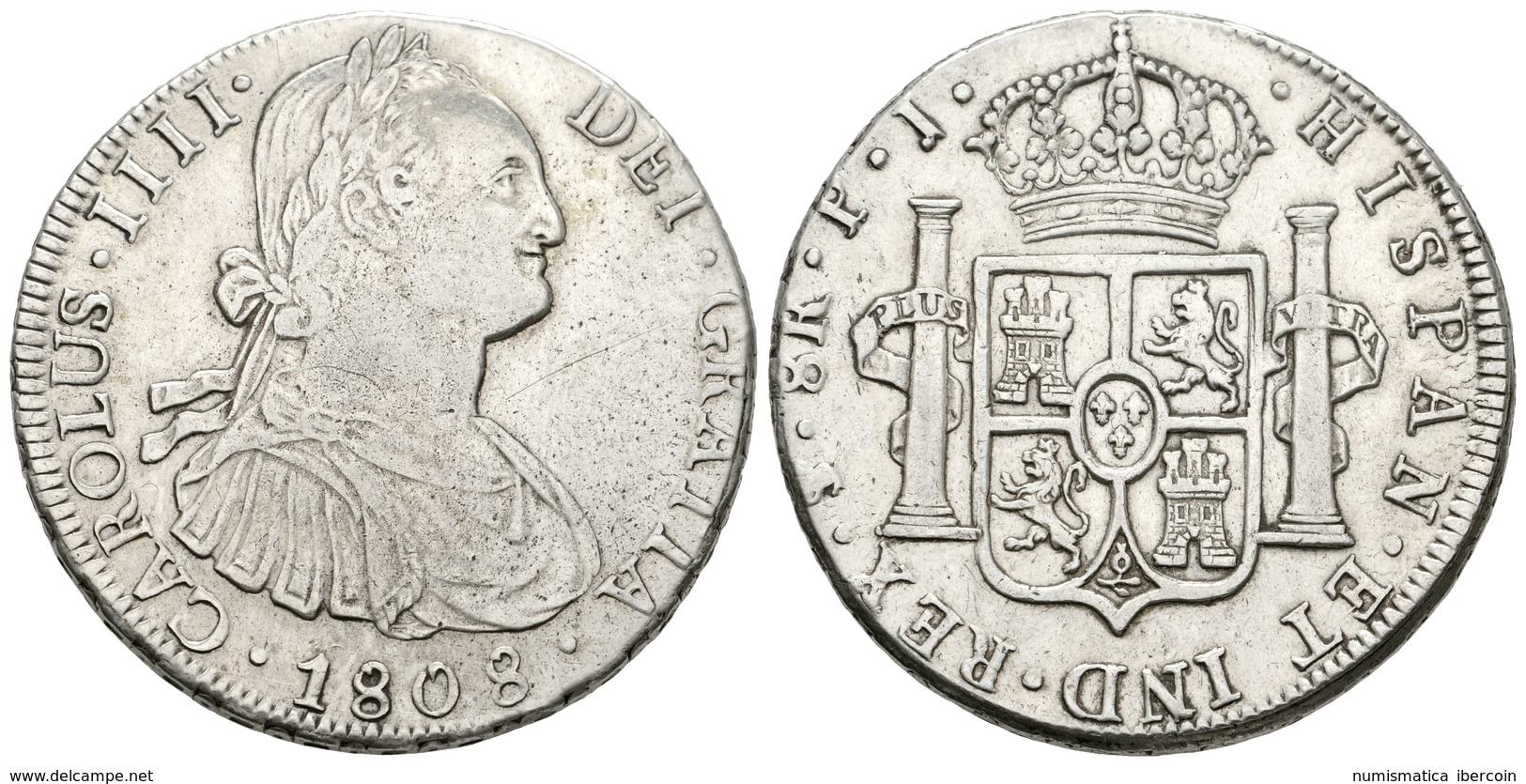 579 CARLOS IV. 8 Reales. 1808. Potosí PJ. Cal-732. Ar. 27,02g. MBC+. - Otros & Sin Clasificación