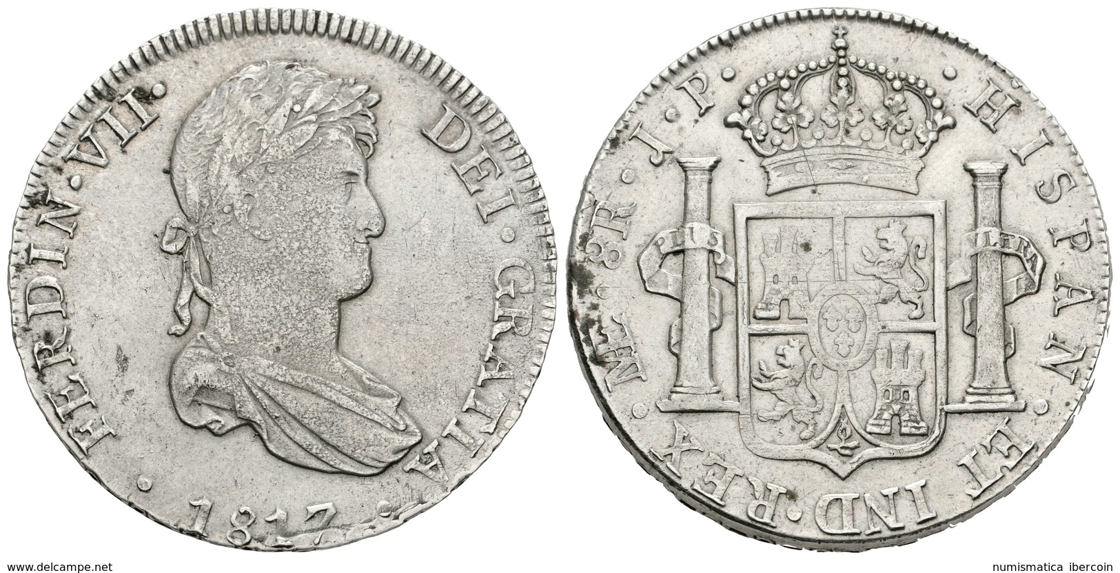 606 FERNANDO VII. 8 Reales. 1817. Lima JP. Cal-485. Ar. 26,67g. MBC. - Sonstige & Ohne Zuordnung