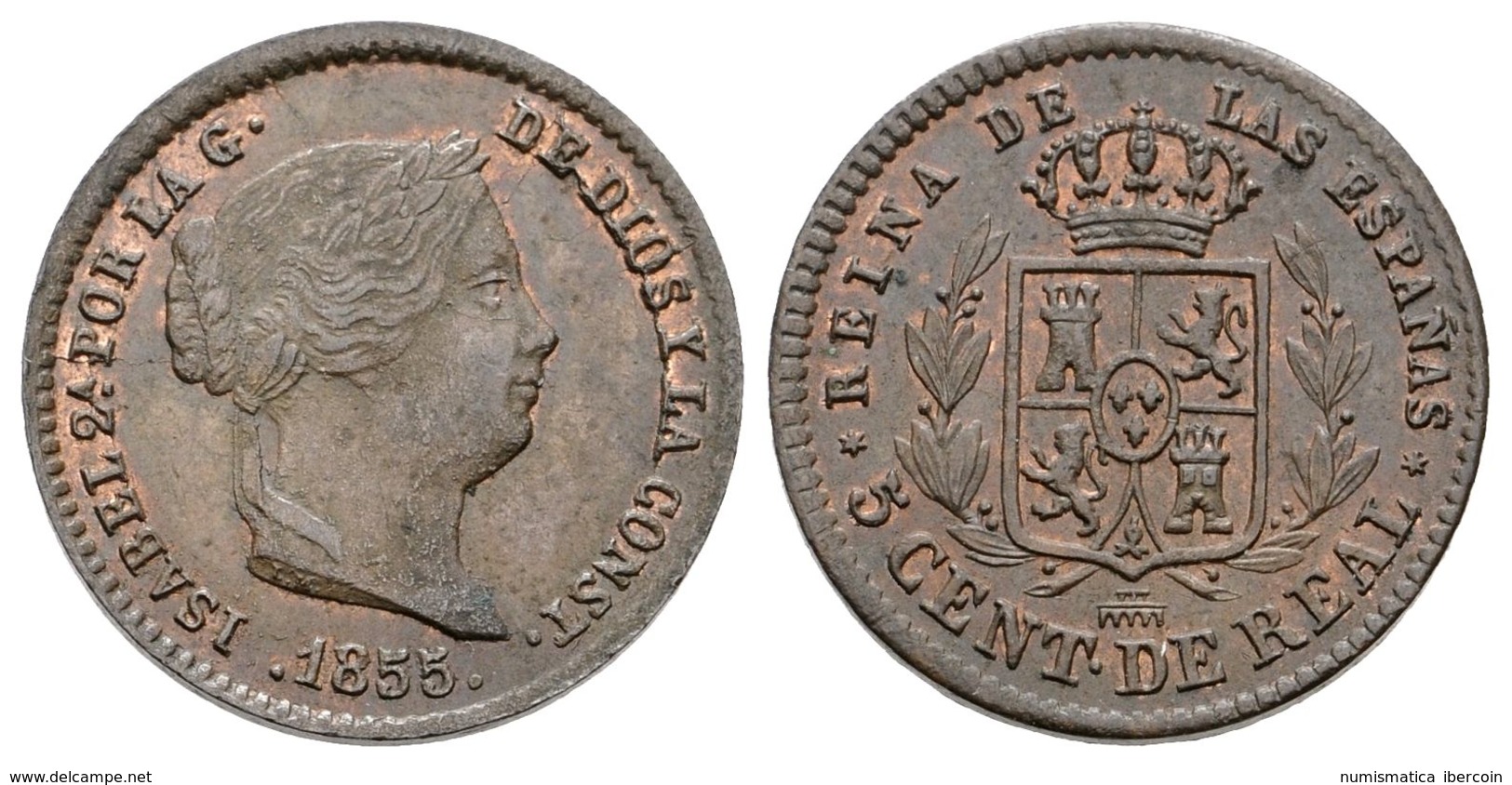 623 ISABEL II. 5 Céntimos De Real. 1855. Segovia. Cal-612. Ae. 1,81g. EBC-. - Sonstige & Ohne Zuordnung