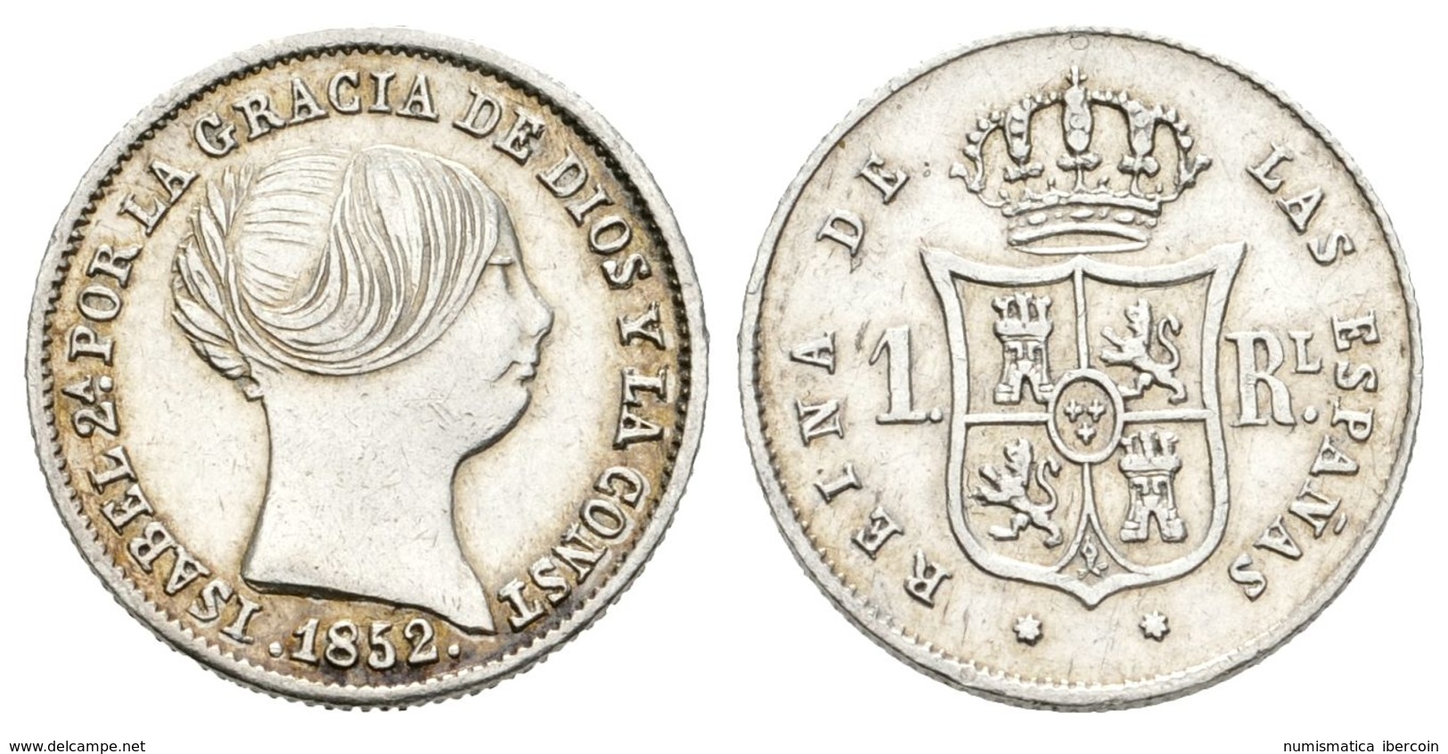 647 ISABEL II. 1 Real. 1852. Barcelona. Cal-397. Ar. 1,27g. Pequeñas Rayitas. EBC-. - Sonstige & Ohne Zuordnung