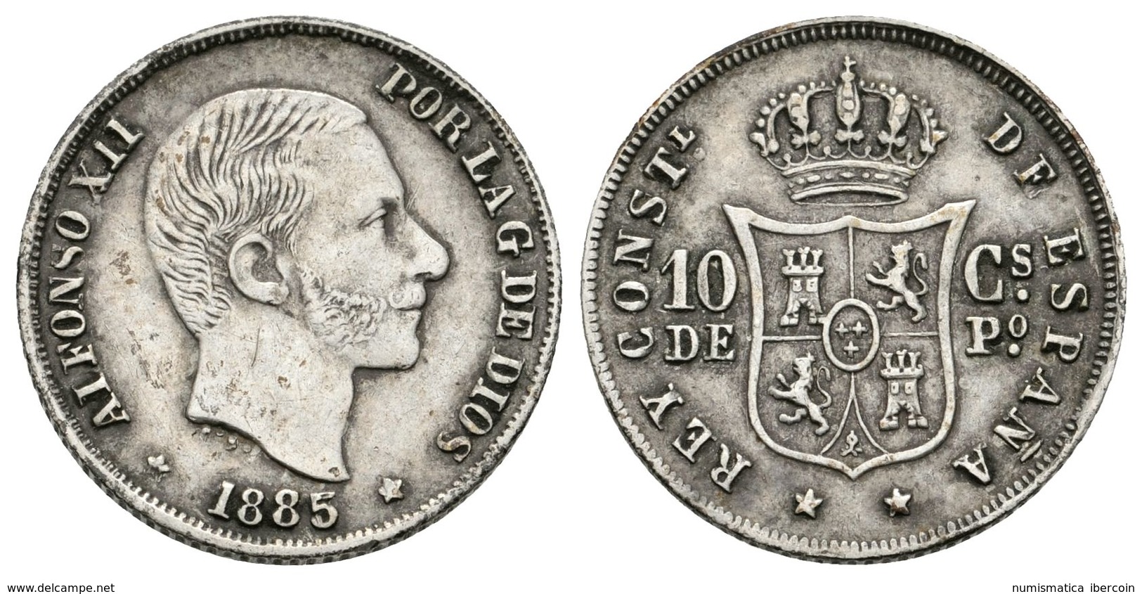 691 ALFONSO XII. 10 Centavos De Peso. 1885. Manila. Cal-98. Ar. 2,61g. EBC-. - Otros & Sin Clasificación