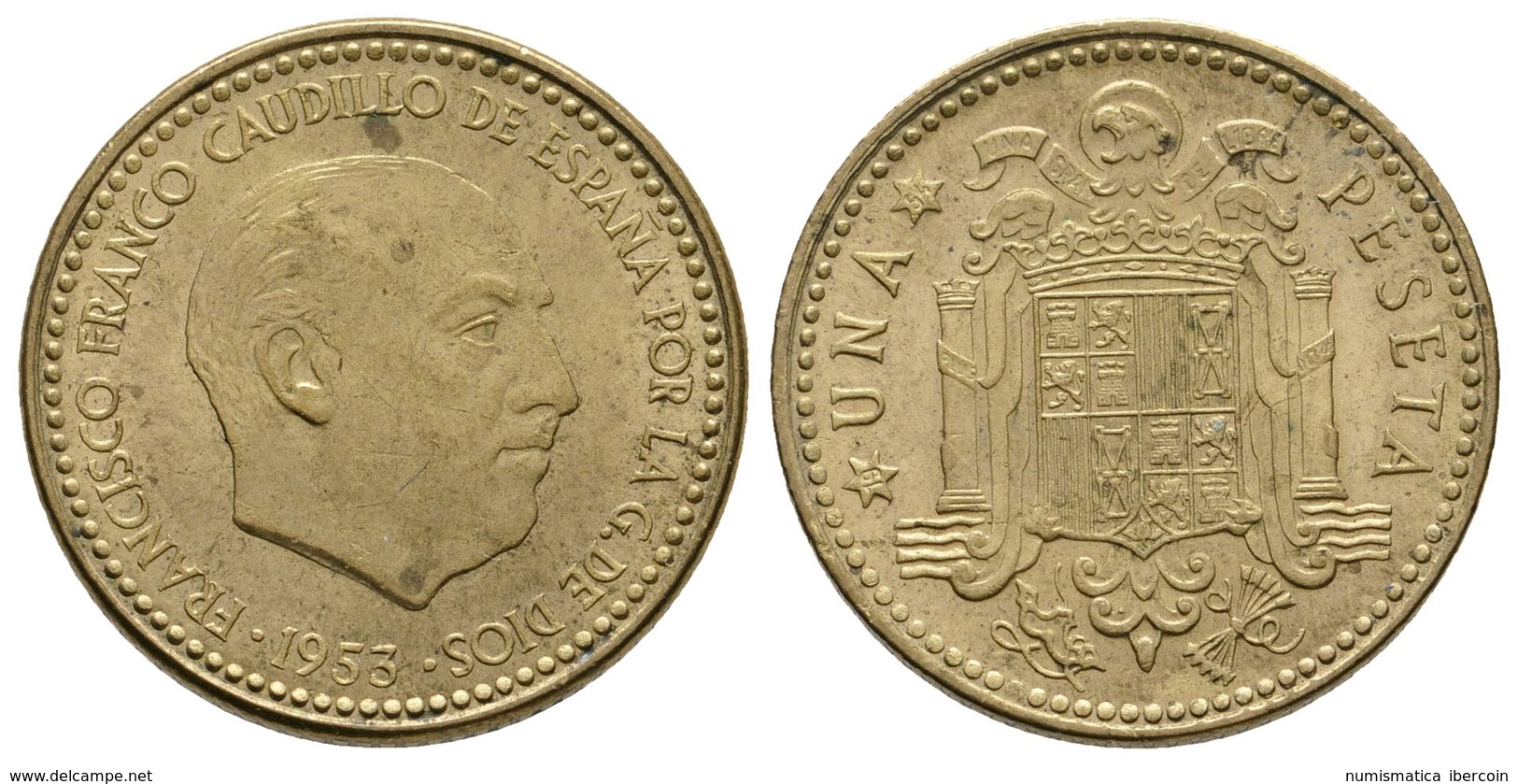 753 ESTADO ESPAÑOL. 1 Peseta. 1953 *19-54. Cal-84. 3,58g. EBC. - Otros & Sin Clasificación