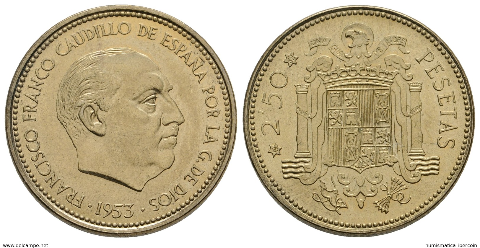 754 ESTADO ESPAÑOL. 2,50 Pesetas. 1953 *19-68. Procedente De Tira F.N.M.T. Tirada: 1.000 Piezas. Cal-71. 6,89g. SC-. Rar - Sonstige & Ohne Zuordnung