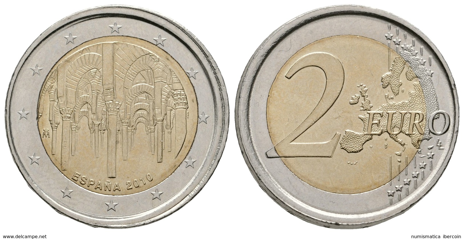 776 JUAN CARLOS I. 2 Euros. 2010 (Conmemorativo). Acuñación Desplazada, Canto Corona Y Núcleo Irregular. 8,48g. EBC. - Altri & Non Classificati