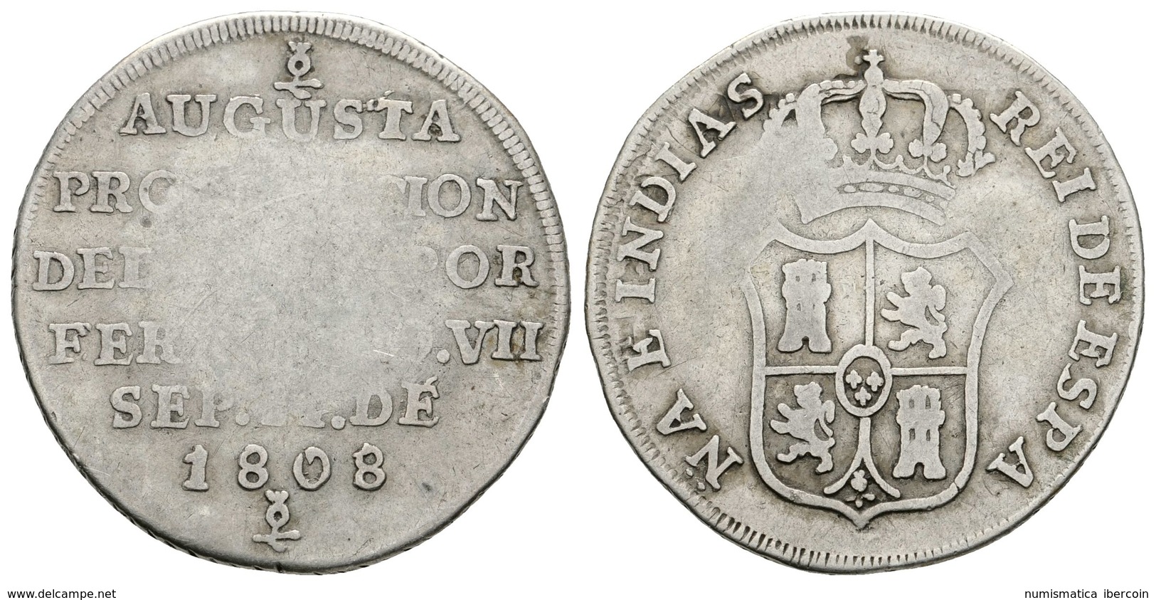 779 FERNANDO VII. Medalla De Proclamación. Módulo De 2 Reales. 1808. Nueva Granada. H-39. Ar. 6,41g. MBC-. Escasa. - Otros & Sin Clasificación