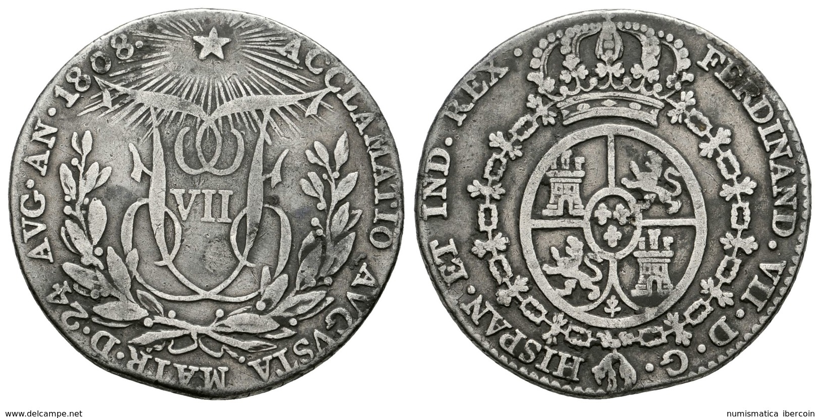 781 FERNANDO VII. Medalla De Proclamación. Módulo De 2 Reales. 1808. Madrid. He-3. Ar. 5,72g. MBC-. - Andere & Zonder Classificatie