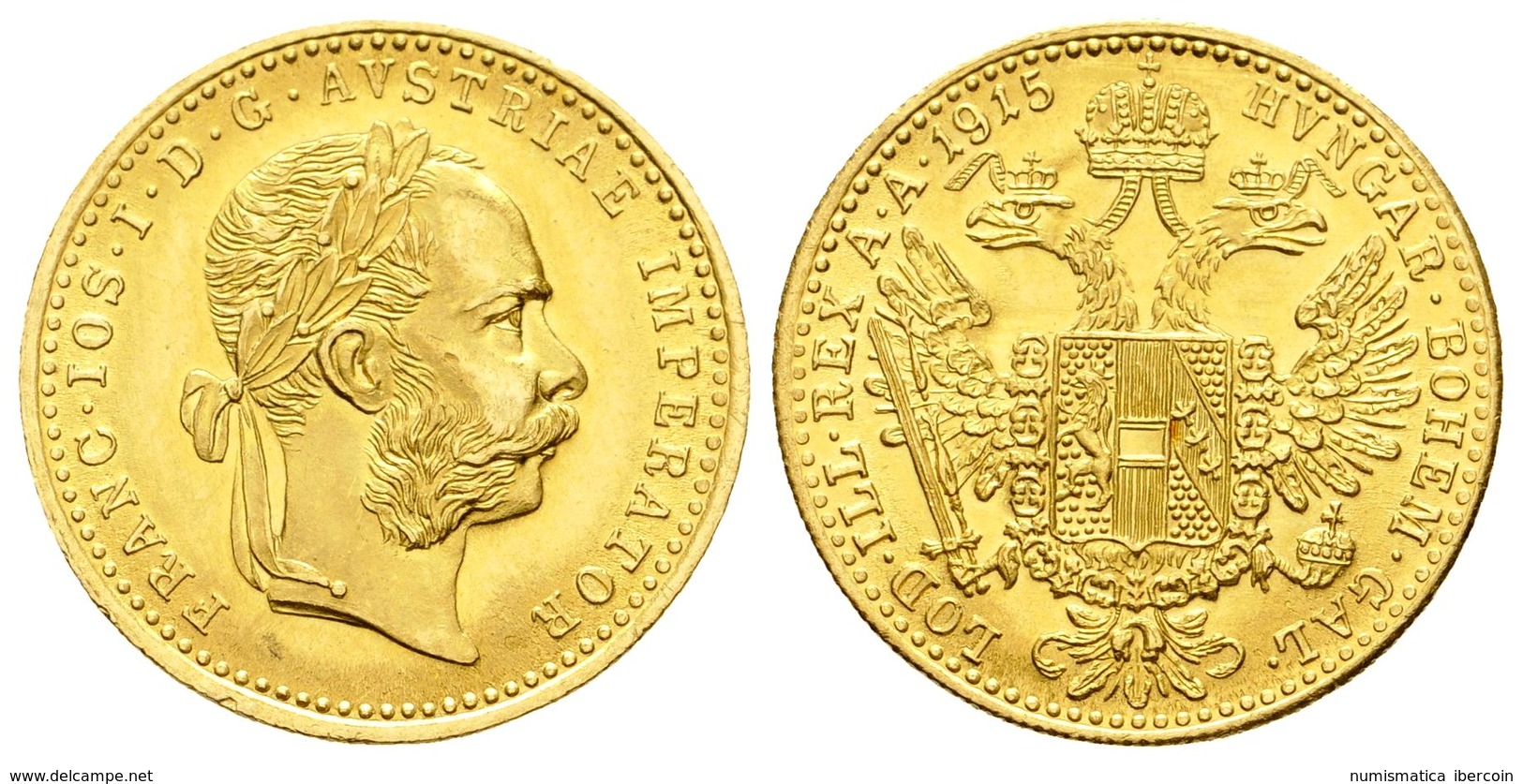 795 AUSTRIA. Franz Joseph I. 4 Ducat. 1915. Viena. Km#2276. Au. 3.48g. SC-. - Andere & Zonder Classificatie