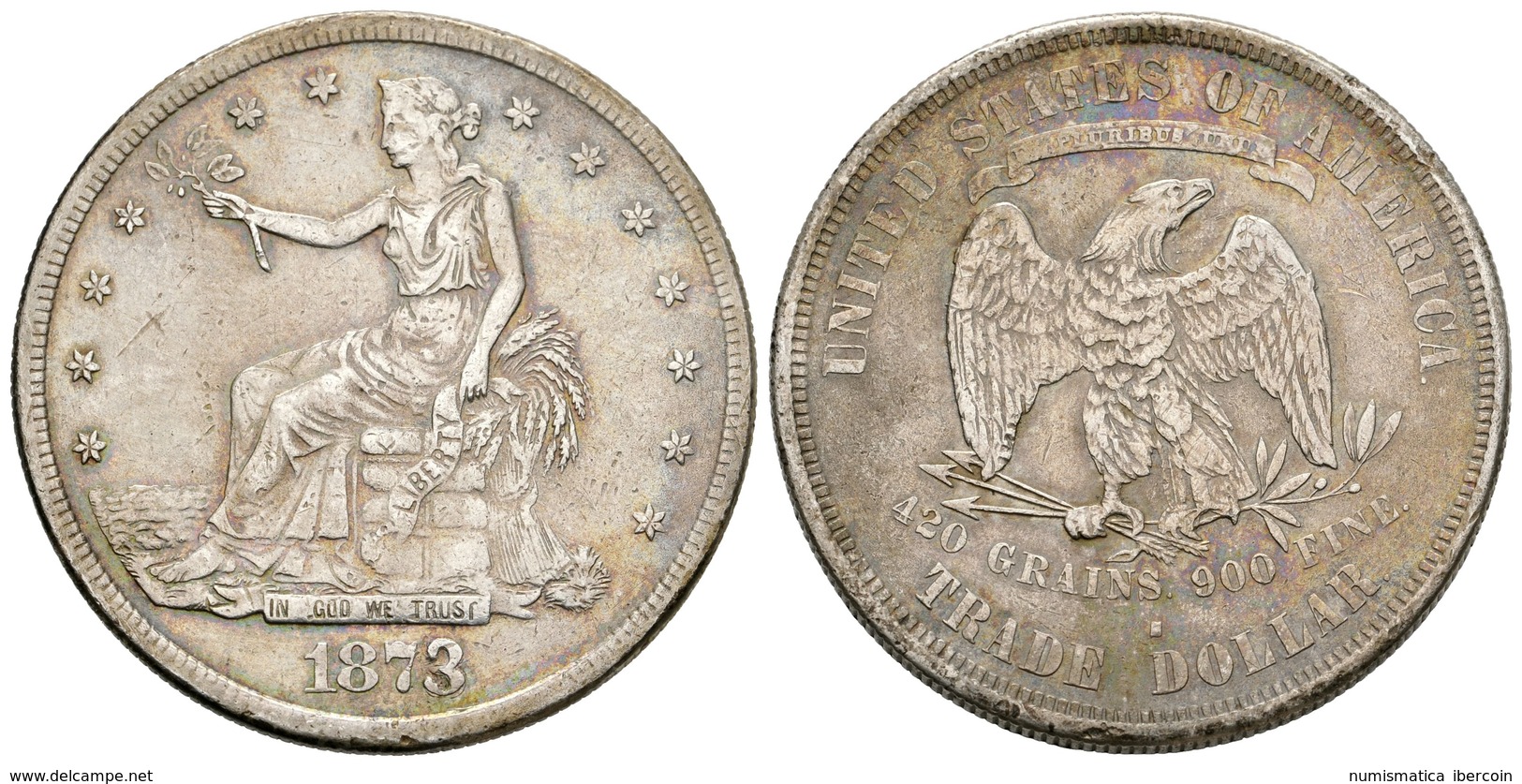 809 ESTADOS UNIDOS. Trade Dollar. 1873. San Francisco S. Km#108. Ar. 23,01g. Tono. MBC-. - Sonstige & Ohne Zuordnung