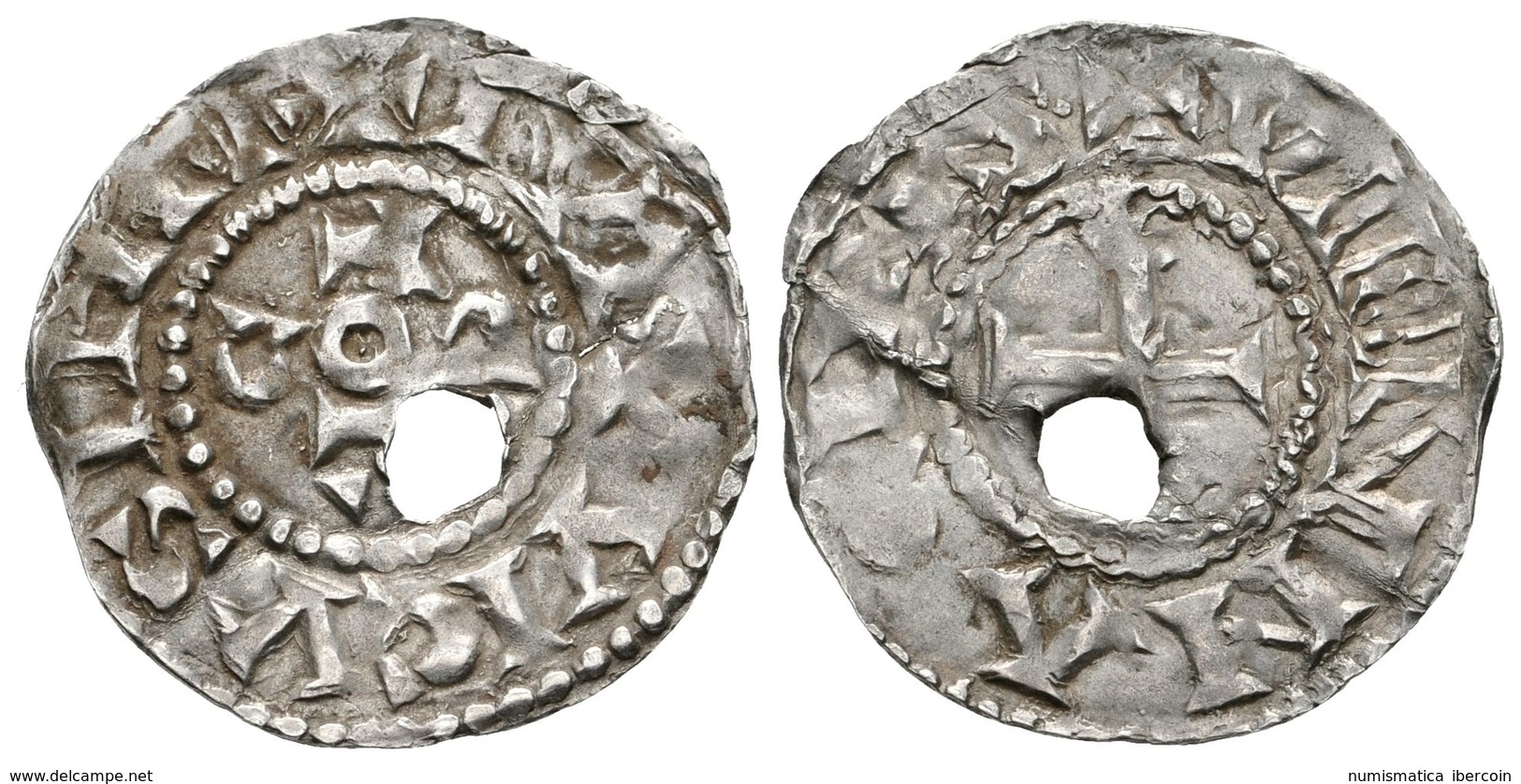 818 FRANCIA (Carolingios). Louis L'Aveugle. Dinero. (890-929) Viena. A/ + LVDVVICVS IMPR, Monograma. R/ + VIENNA CIVIS,  - Andere & Zonder Classificatie