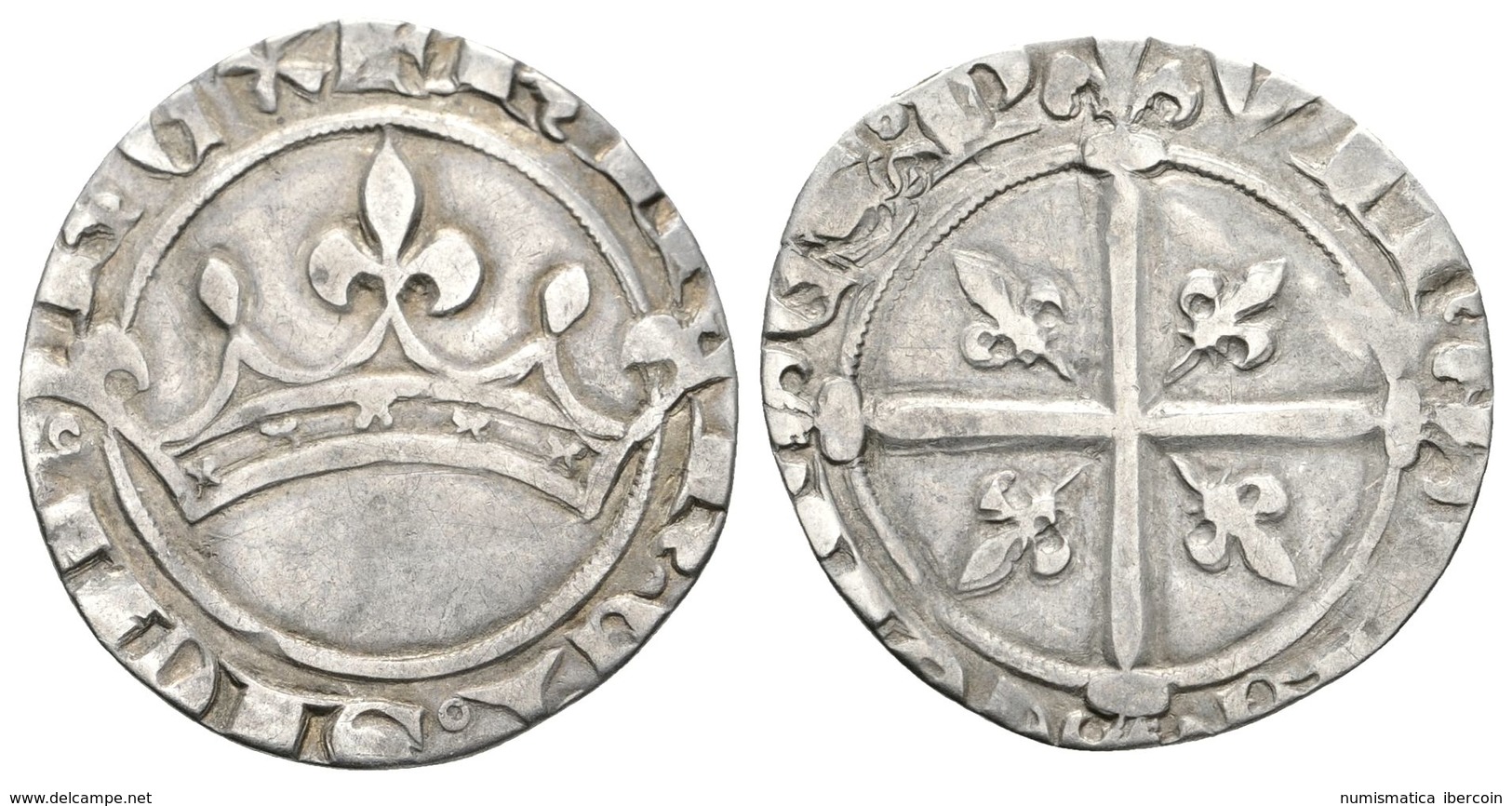 820 FRANCIA. Roberto D'Anjou. Sol Coronat. (1309-1343). Provenza. Dy.1651. Ar. 1,72g. MBC-. - Otros & Sin Clasificación