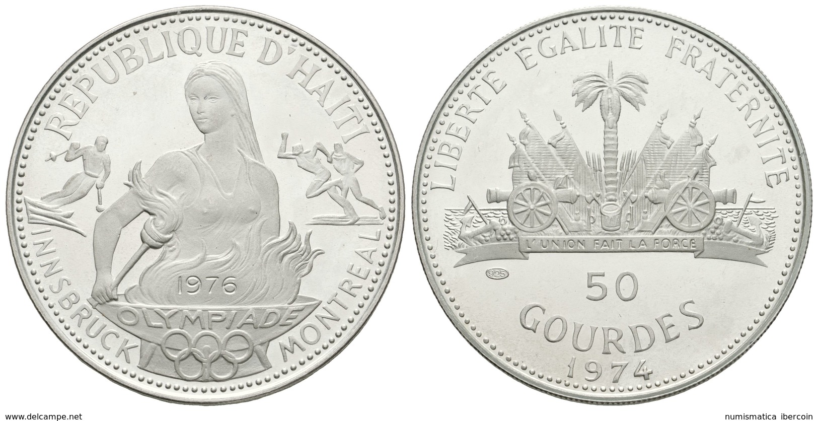 845 HAITI. 50 Gourdes. 1974. Olimpiadas De Invierno De Innsbruk Y Montreal. Km#113.1. Ar. 16,58g. SC. - Altri & Non Classificati