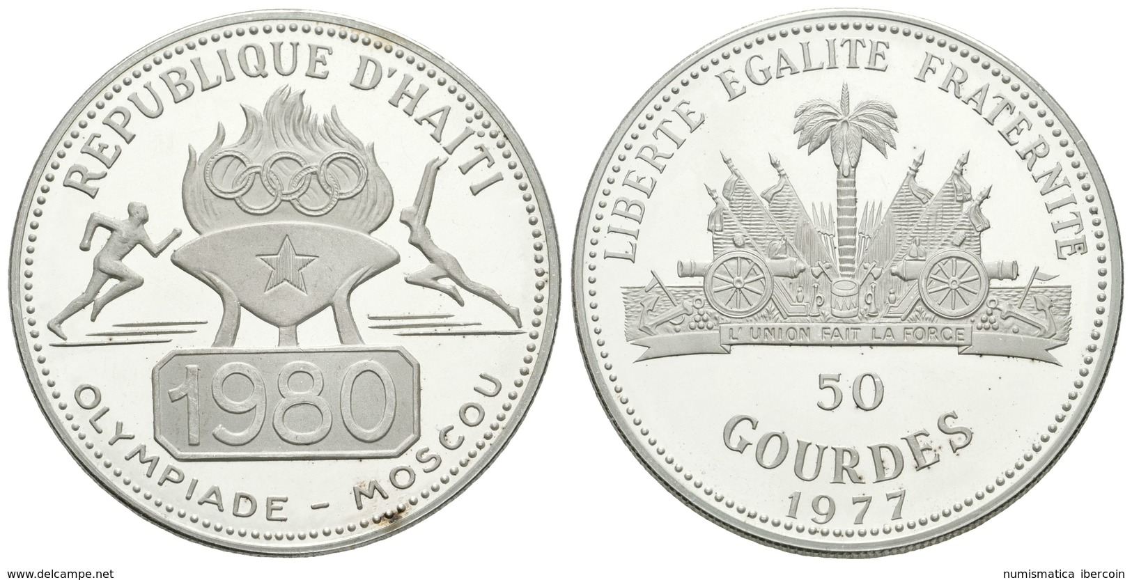 846 HAITI. 50 Gourdes. 1977. Olimpiadas De Moscow De 1980. Km#129. Ar. 21,55g. SC. - Sonstige & Ohne Zuordnung