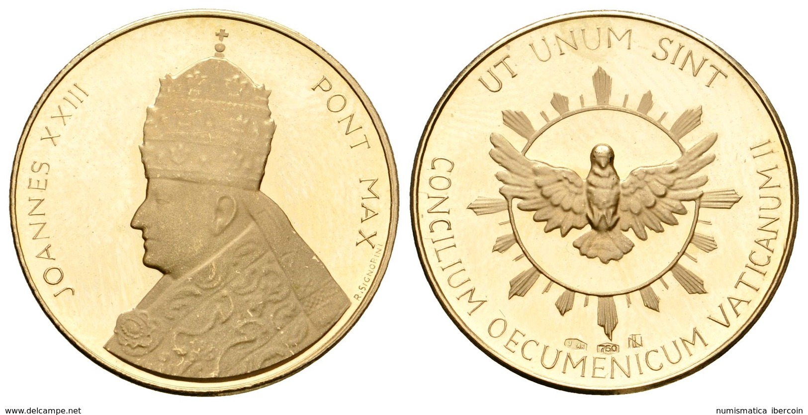 878 VATICANO. Medalla Del Concilio Ecuménico Vaticano. Presentado En Estuche Oficial Con Certificado. Au. 8,11g. SC. - Altri & Non Classificati