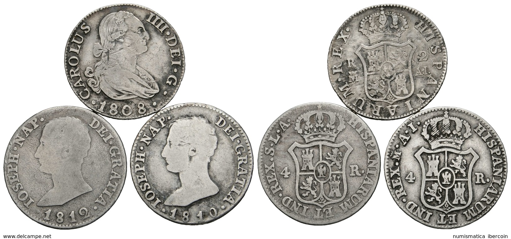 898 MONARQUIA ESPAÑOLA. Lote Compuesto Por 4 Reales De Napoleón De 1812 De Sevilla LA, 4  Reales De Napoleón De 1810 De  - Sonstige & Ohne Zuordnung