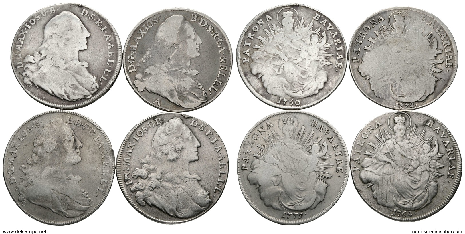 910 ALEMANIA (Bavaria). Lote Compuesto Por 4 Monedas De Maximilian III Josef. 1 Thaler 1760, 1764, 1772 Y 1775 (Dos De E - Sonstige & Ohne Zuordnung