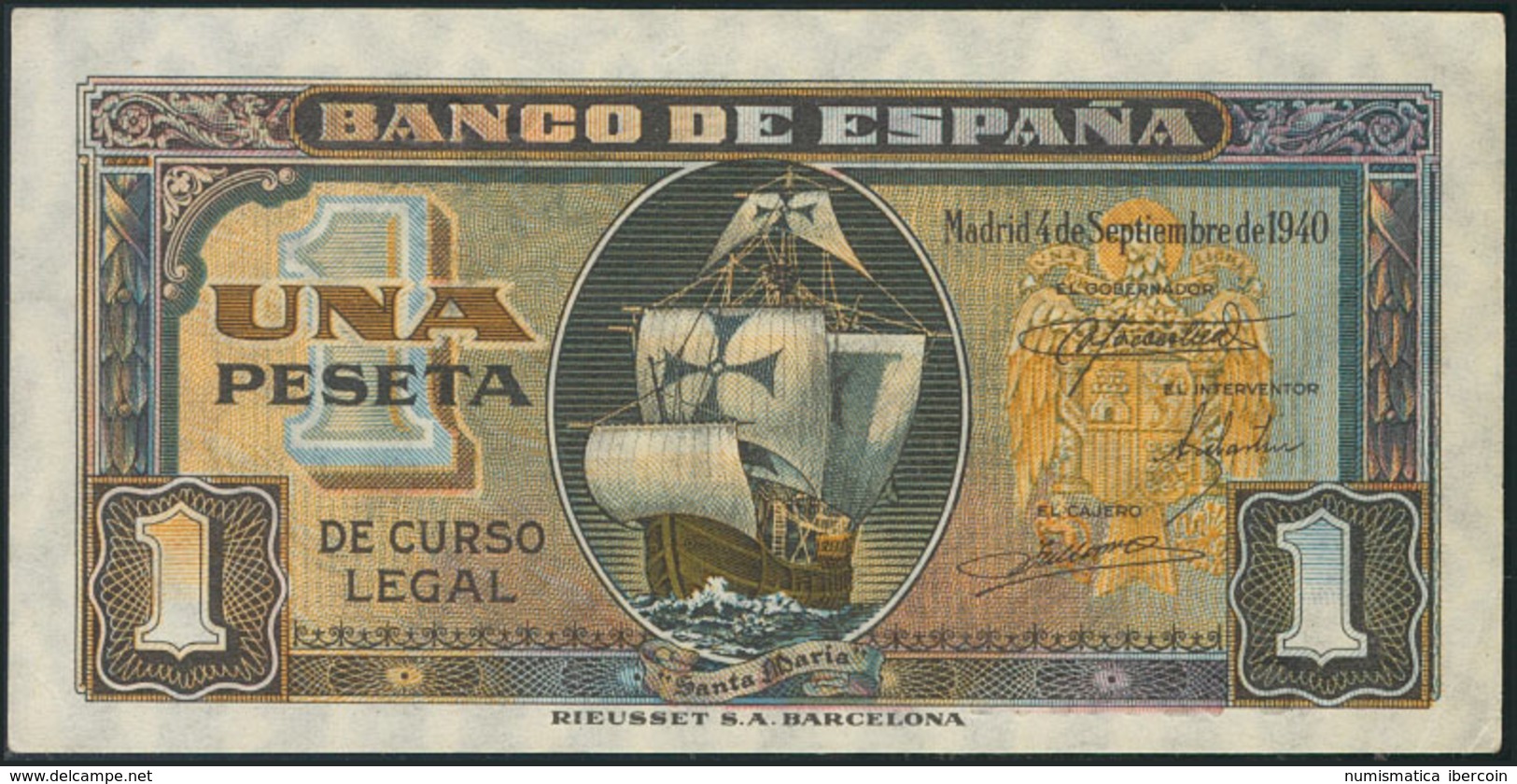 960 1 Peseta. 4 De Septiembre De 1940. Serie C. (Edifil 2017: 442a). EBC. - Andere & Zonder Classificatie