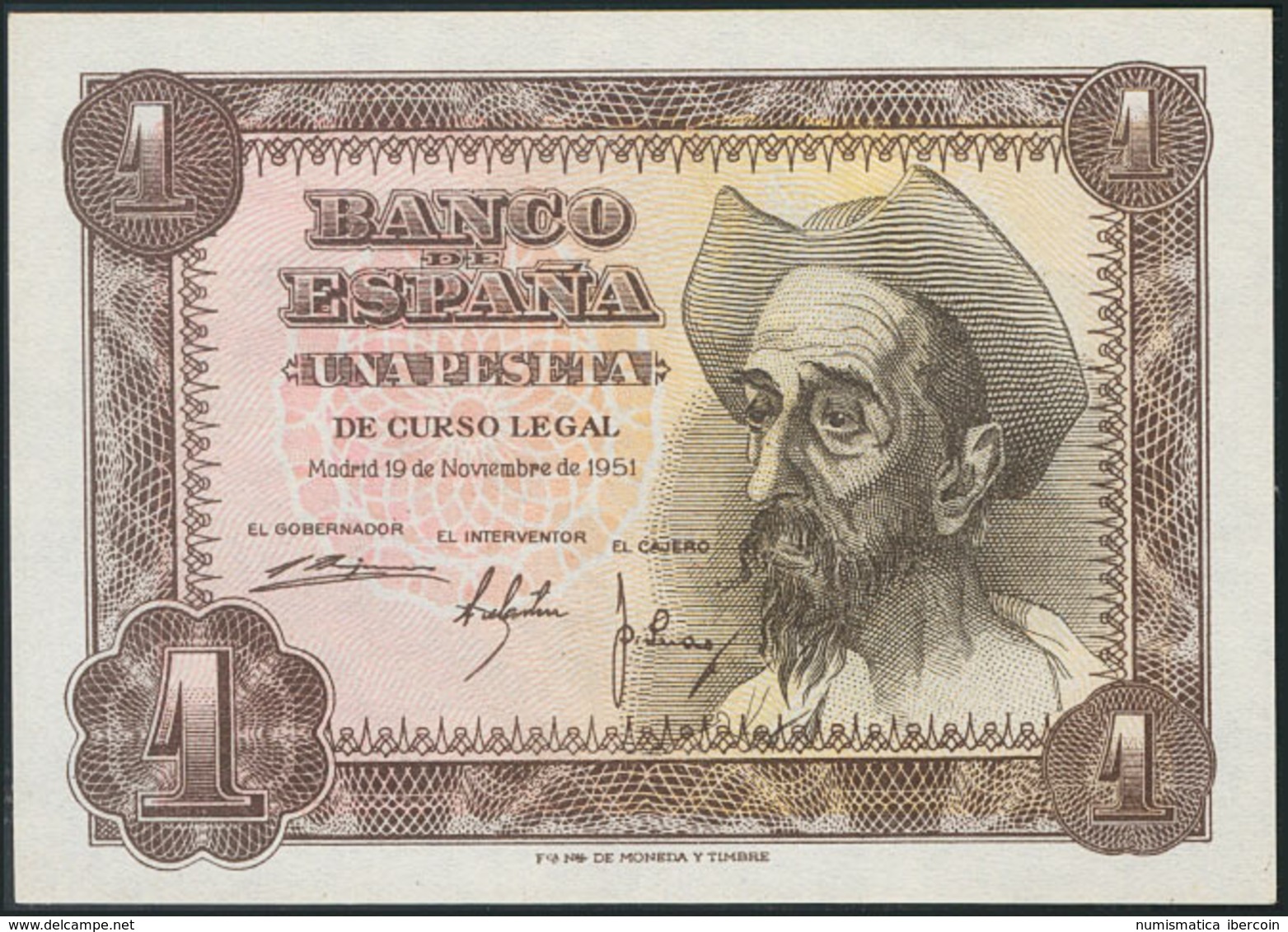 971 1 Peseta. 19 De Noviembre De 1951. Sin Serie. (Edifil 2017: 461). SC. - Otros & Sin Clasificación