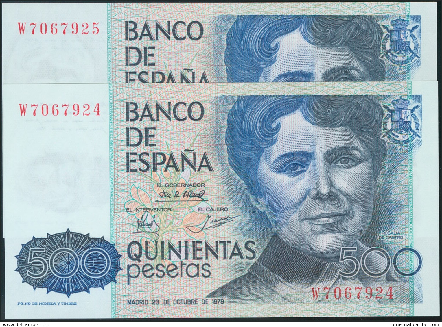 974 500 Pesetas. 23 De Octubre De 1979. Serie W, Pareja Correlativa. (Edifil 2017: 476a). SC. - Altri & Non Classificati