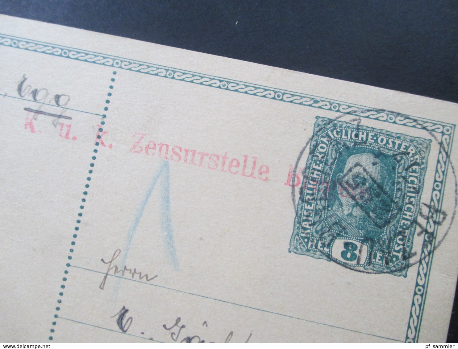 Österreich 1917 Ganzsache Mit Zensurstempel / KuK Zensurstelle. Bahnpost Bezau - Bregenz - Briefe U. Dokumente