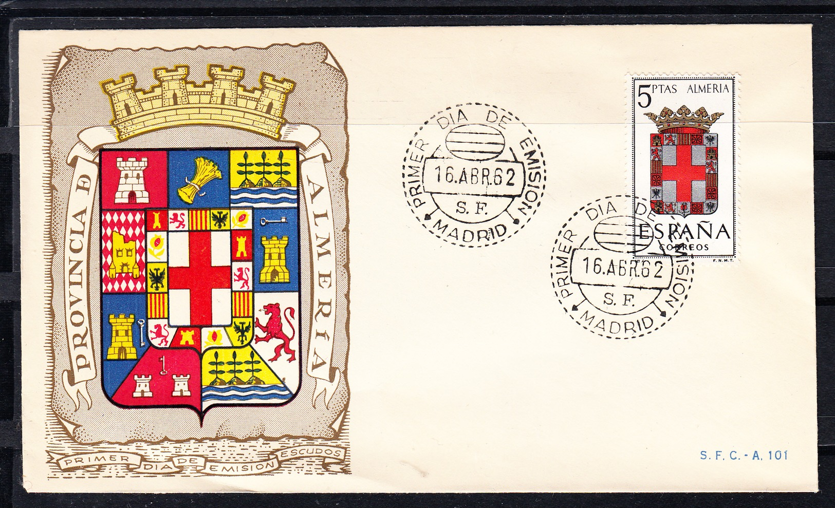 ESPAÑA 1963.SOBRE 1er. DIA FDC EDIFIL Nº 1409.ESCUDO DE ALMERIA.MATASELLOS DE MADRID . CECI 3 Nº 181 - FDC