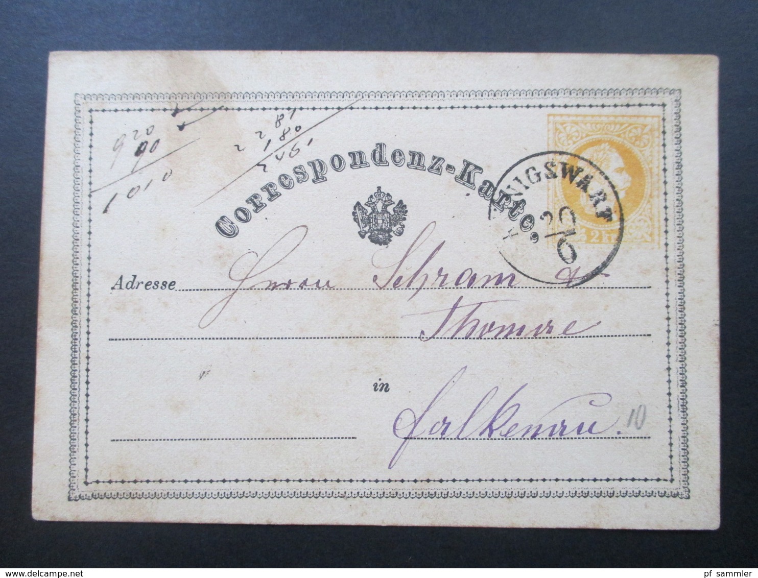 Österreich Ganzsache 1874 ?! Stempel K1 Königswart Nach Falkensee Mit AK Stempel!! - Briefe U. Dokumente