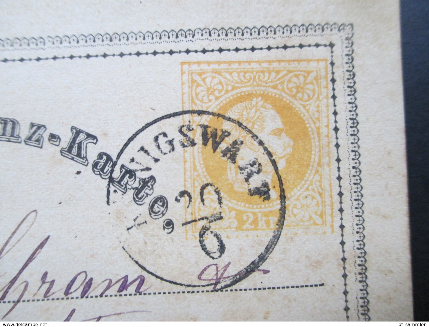 Österreich Ganzsache 1874 ?! Stempel K1 Königswart Nach Falkensee Mit AK Stempel!! - Briefe U. Dokumente