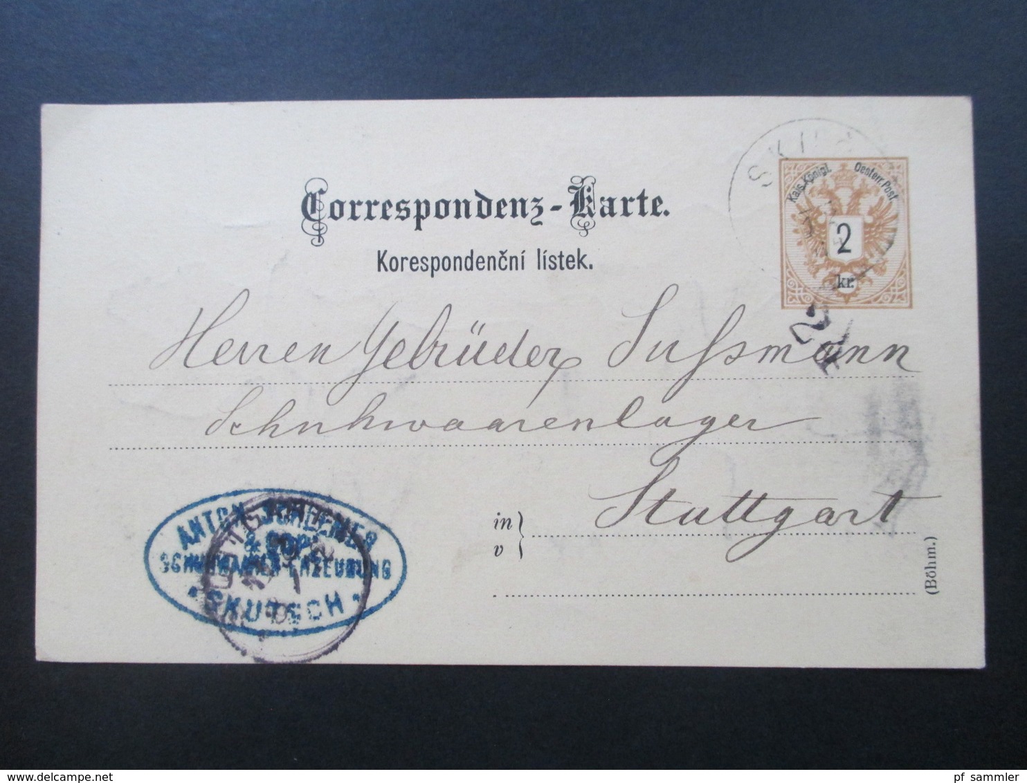 Österreich Ganzsache 1884 ?! Stempel K1 Skuc. Skutsch. Nach Stuttgart - Briefe U. Dokumente