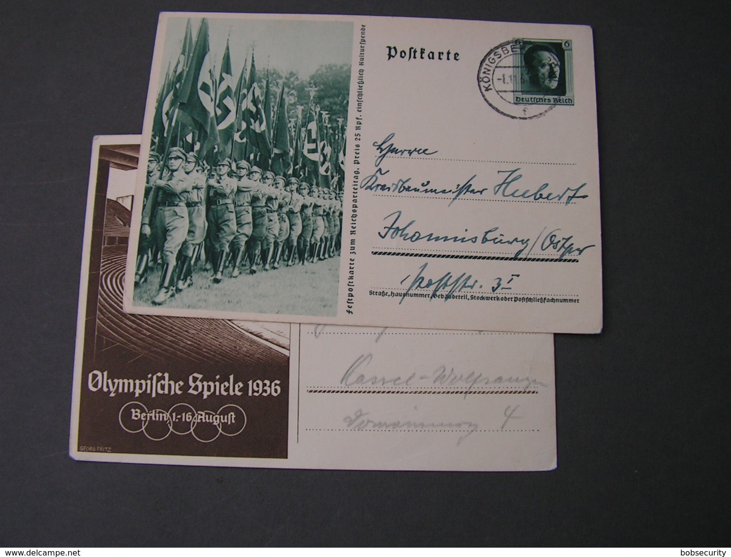DR  2 Bildkarten 1936  Olympia  Mit SSTund Adolg Aus Königsberg 1937 - Sonstige & Ohne Zuordnung