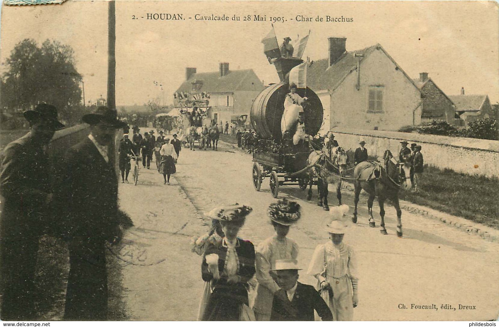 YVELINES   HOUDAN  Cavalcade Du 28 MAI 1905  Char De Bacchus - Houdan