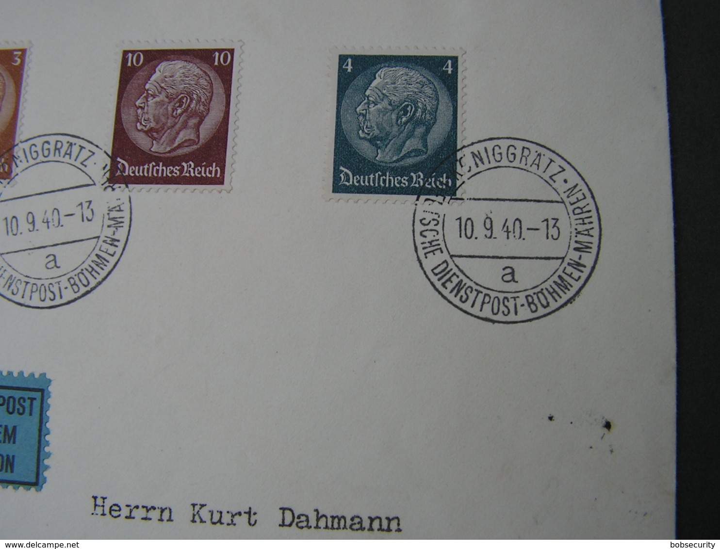 Königgrätz Luftpost Danzig ,  Nice Cv. 1940  Dienstpost BM - Briefe U. Dokumente