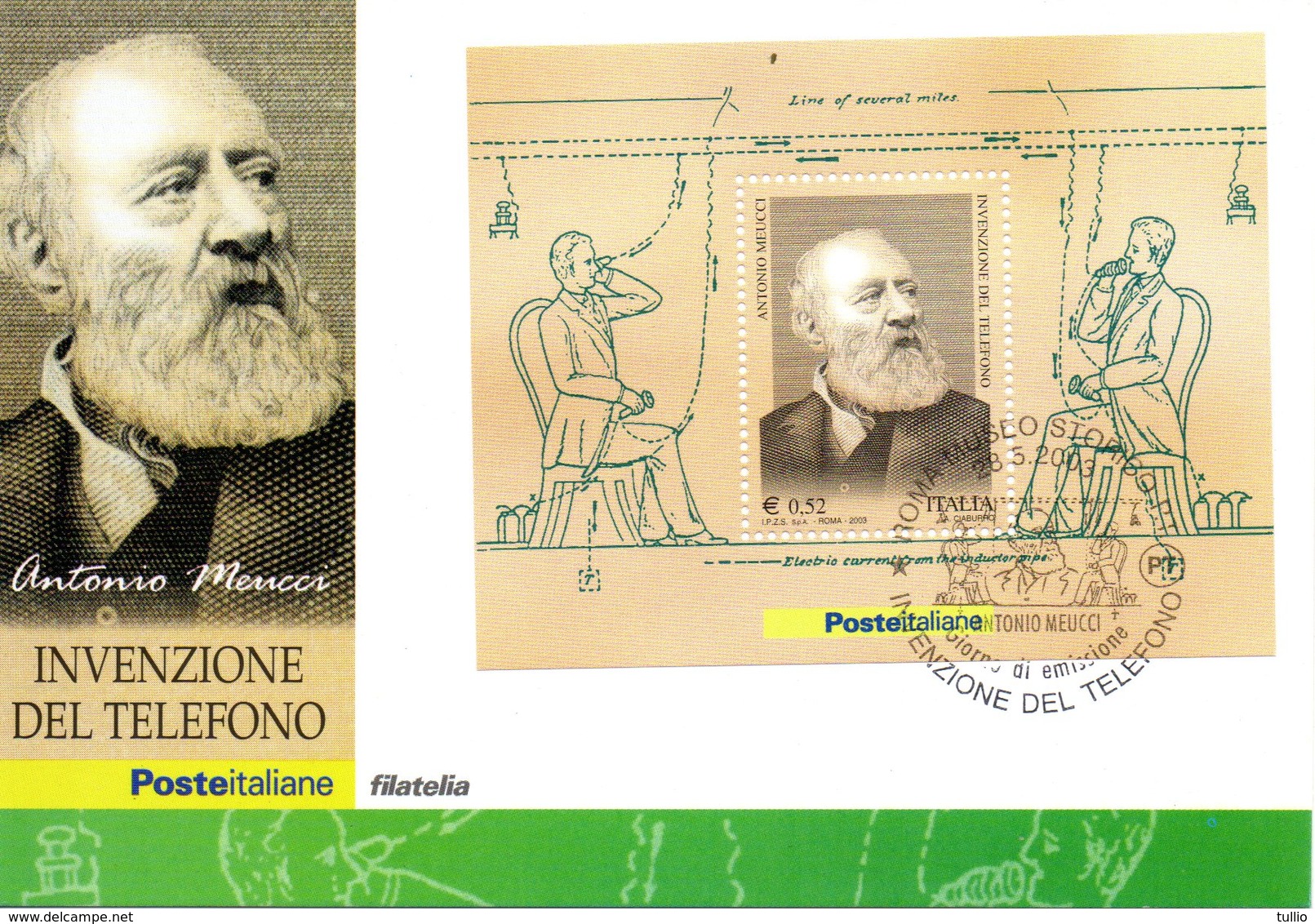 ITALIA 2003 ANTONIO MEUCCI FIRST DAY CARD - FDC