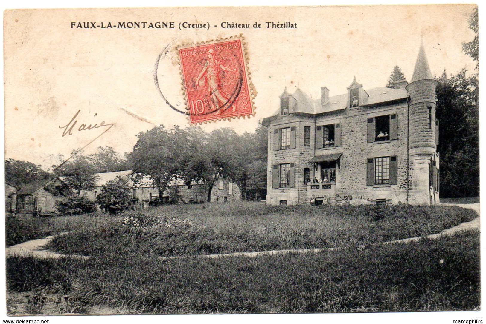 CREUSE - Dépt N° 23 = FAUX La MONTAGNE 1908 = CPA = CHATEAU De THEZILLAT - Otros & Sin Clasificación