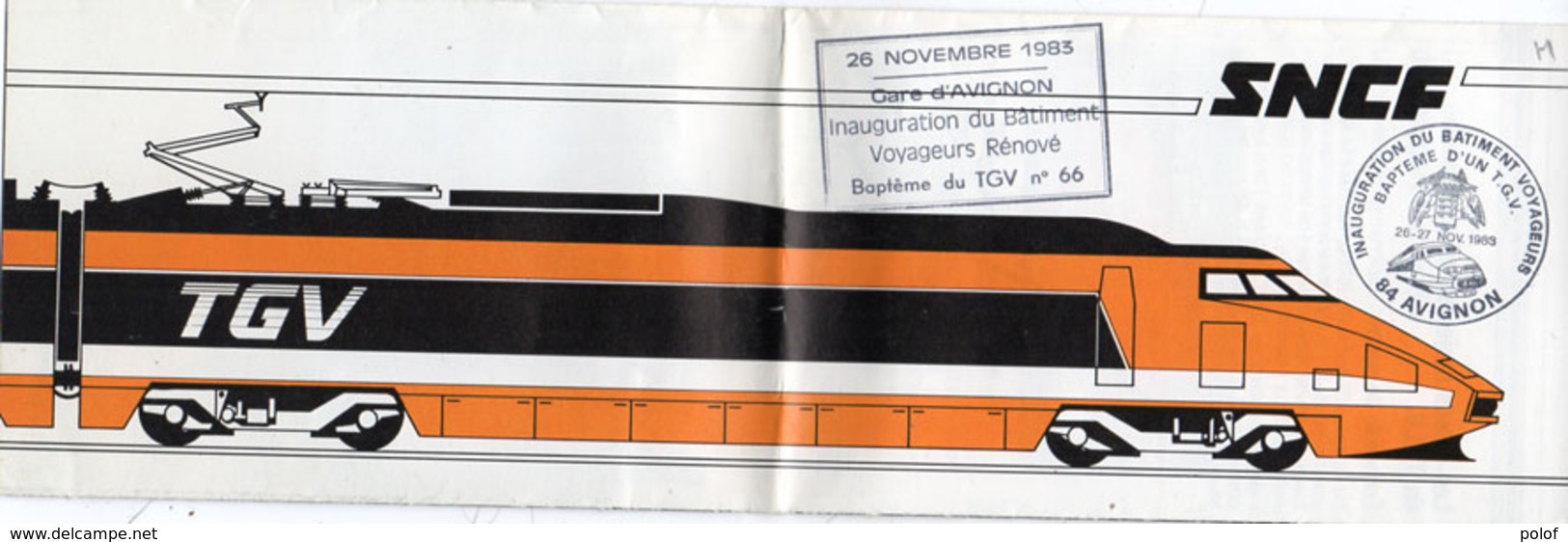 Dépliant -26  Novembre 1983 - Gare D' Avignon - Inauguration Du Batiment Voyageurs Rénové Bapteme Du TGV N° 66  (106992) - Ferrocarril