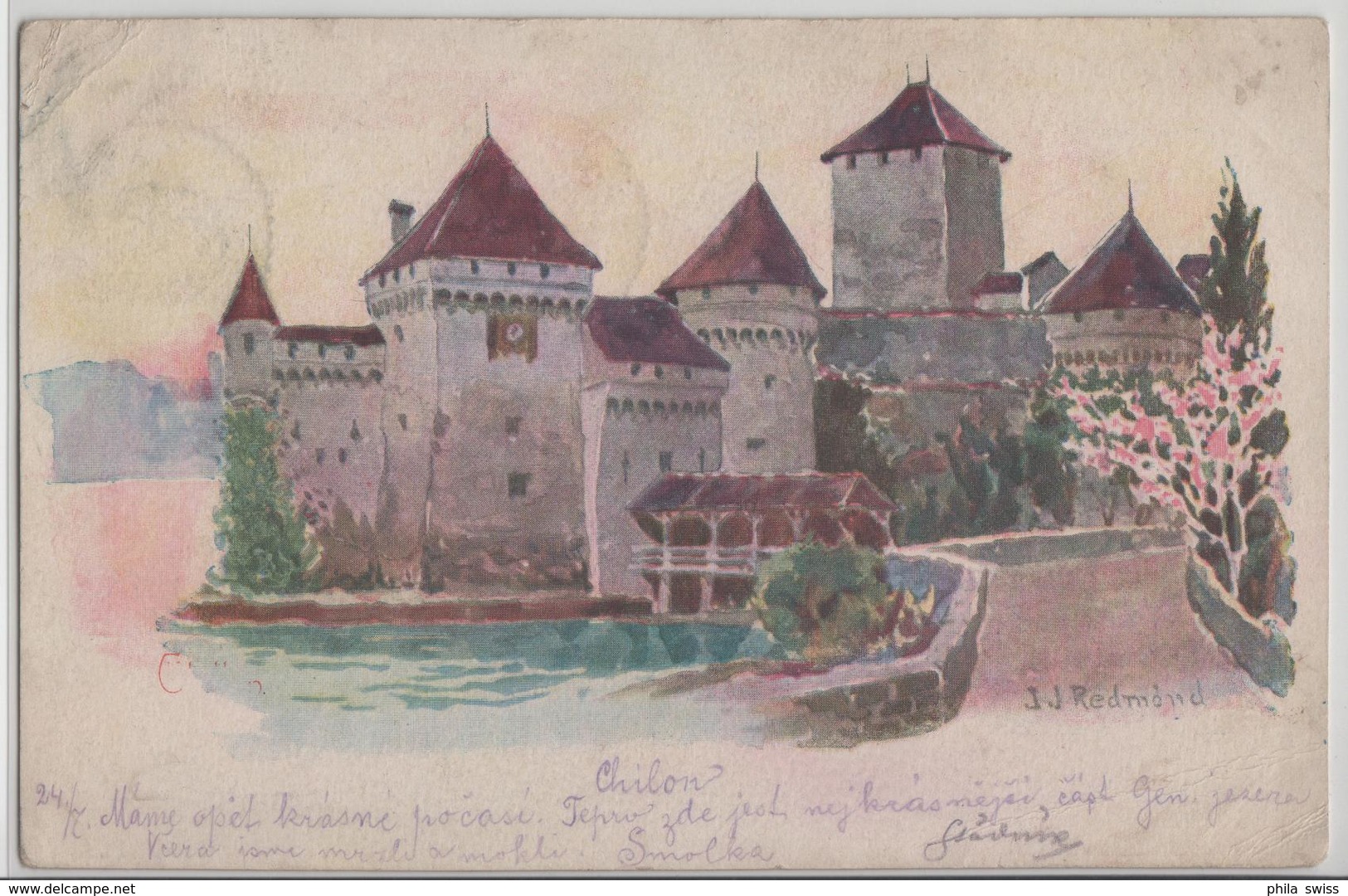 Chateau De Chillon - Künstlerkarte J.J. Redmond - Andere & Zonder Classificatie