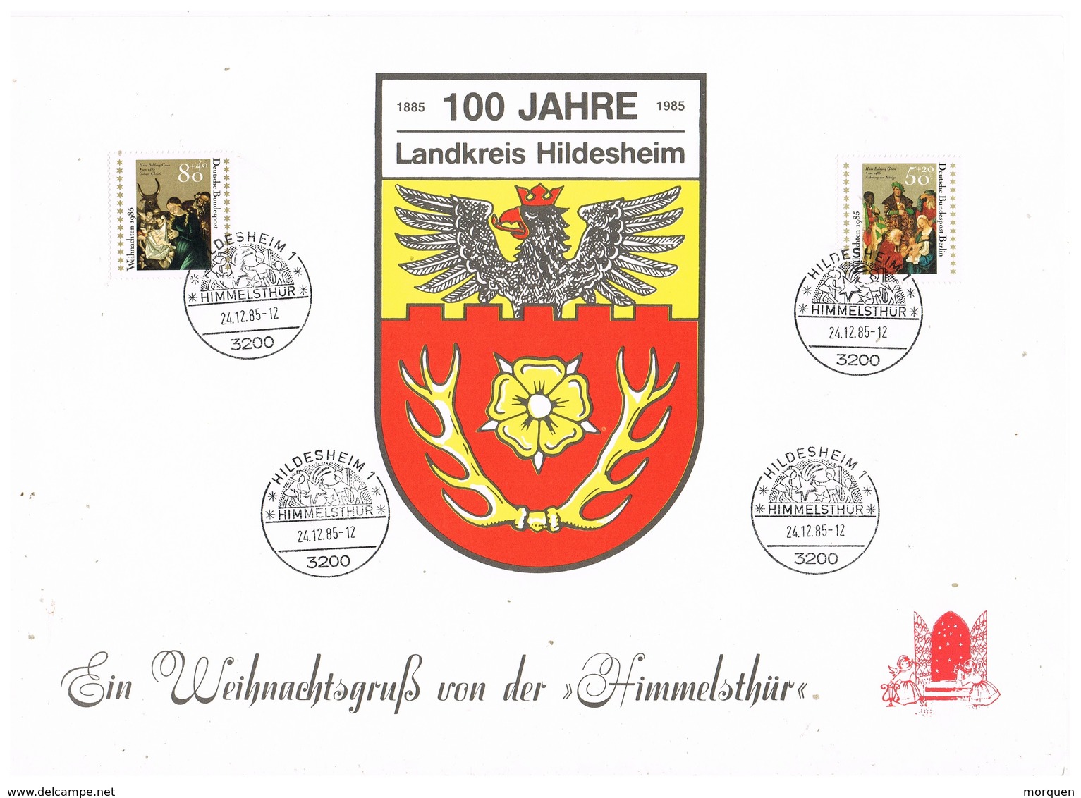 28974. Tarjeta Souvenir HILDESHEIM (Alemania Federal) 1985. HIMMELSTHUR, Navidad - Cartas & Documentos