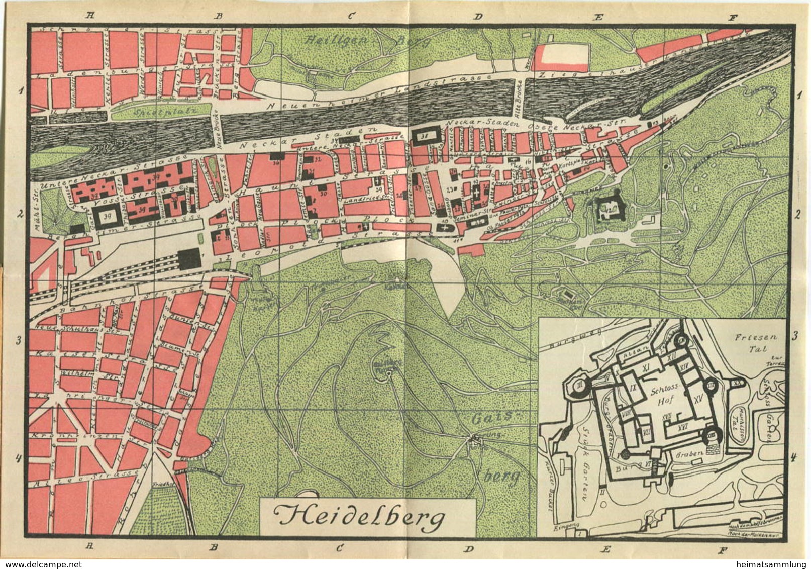 Miniatur-Bibliothek Nr. 929 - Reiseführer Heidelberg Mit Einem Plan - 8cm X 12cm - 48 Seiten Ca. 1910 - Verlag Für Kunst - Other & Unclassified