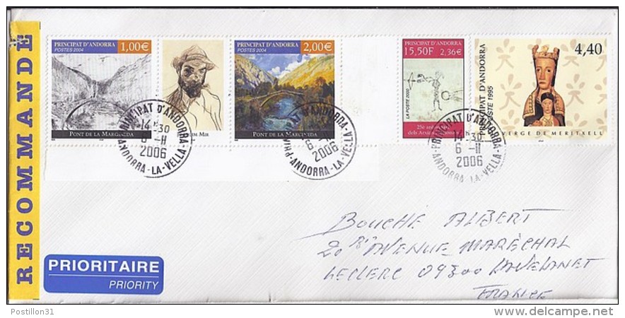 TP N° 599/600 + DIVERS SUR LETTRE RECOMMANDEE DU 6.11.06 POUR LA FRANCE - Storia Postale