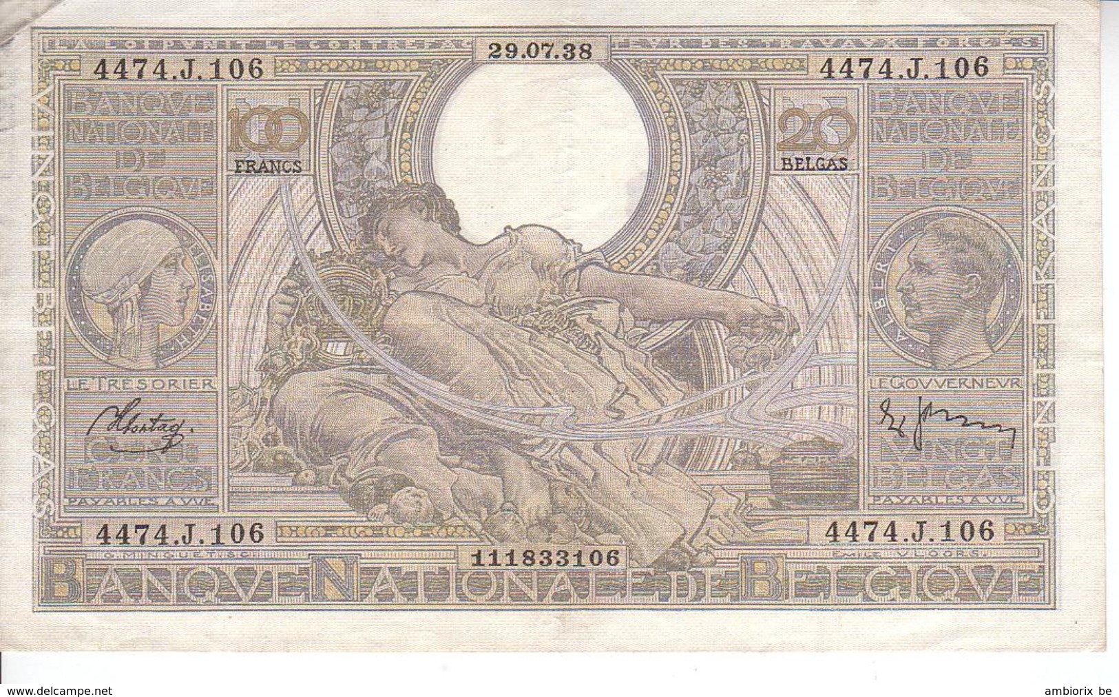 100 Frans - 20 Belgas - N° 60c - 100 Francs & 100 Francs-20 Belgas