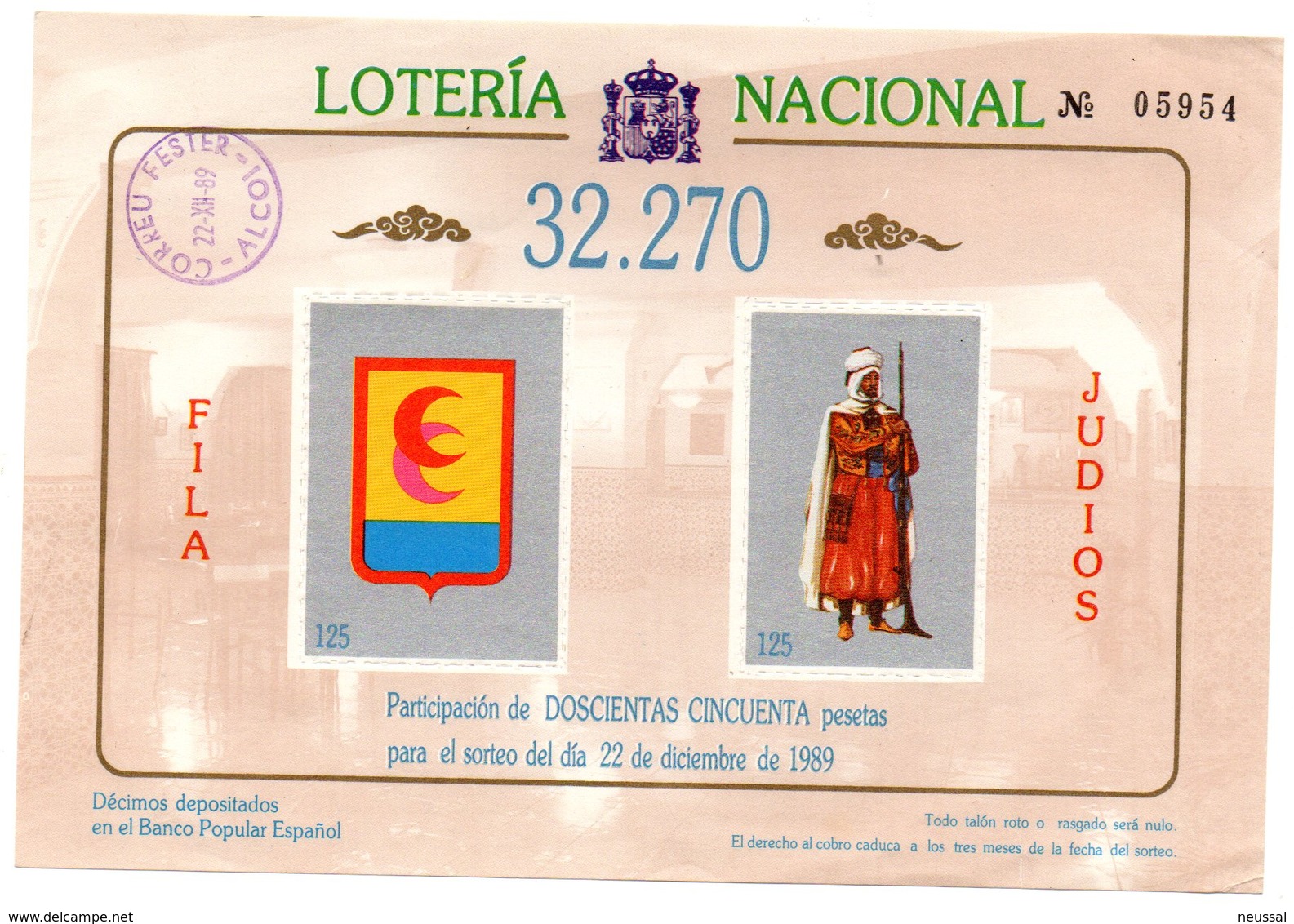 Loteria Nacional De Alcoy Fiesta De Moros Y Cristianos. - Otros & Sin Clasificación