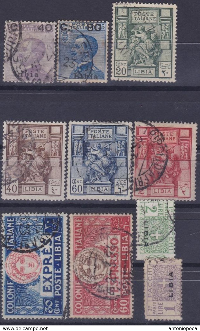 COLONIE ITALIANE LIBIA 1922-24 / 2 Serie Complete + 2v Espressi Usati - Libia