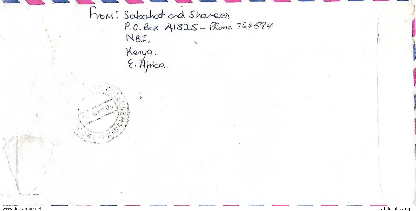 KENYA 1985  AIRMAIL   COVER  TO PAKISTAN . - Kenia (1963-...)