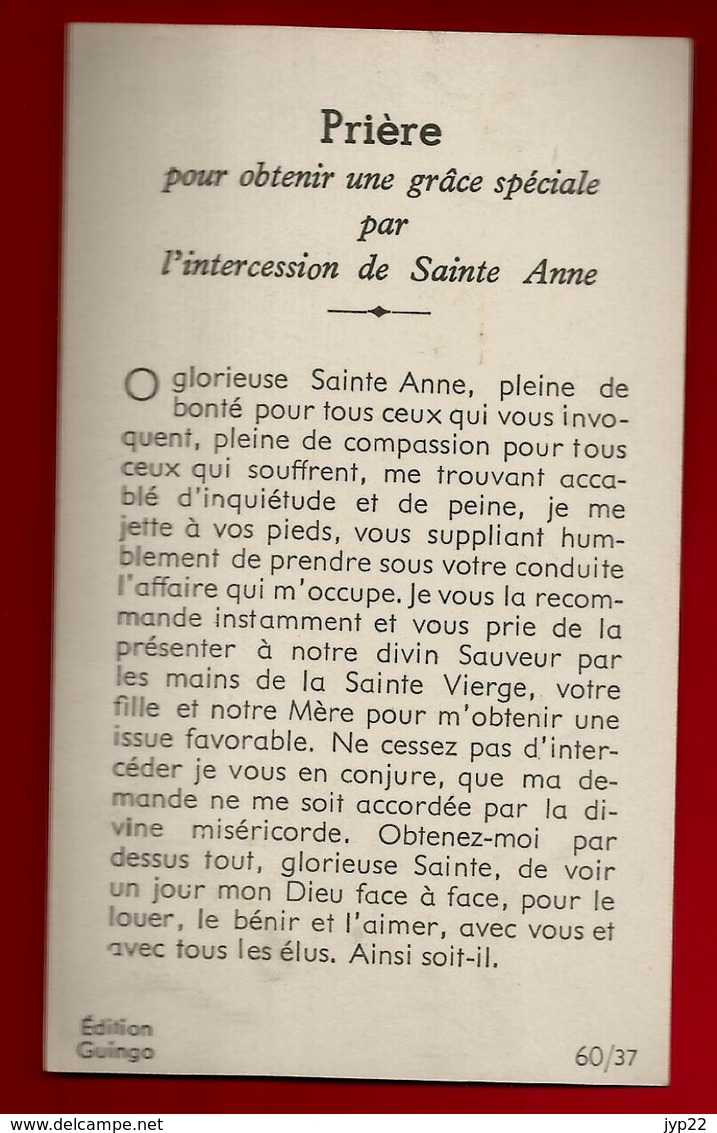 Image Pieuse Holy Card Prière Sainte Anne D' Auray - Ed Guingo 60/37 - Images Religieuses