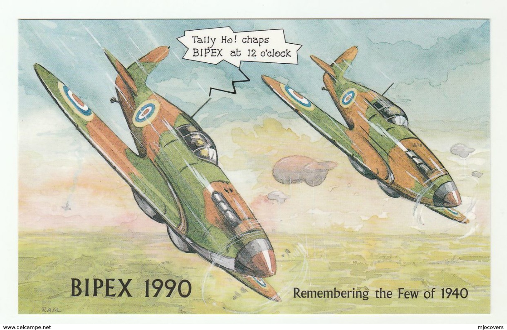 1990 Kensington BIPEX 'RememberingThe Few Of 1940' AIRCRAFT SPITFIRE ?   Humour Postcard Exhibition GB Wwii Aviation - War 1939-45